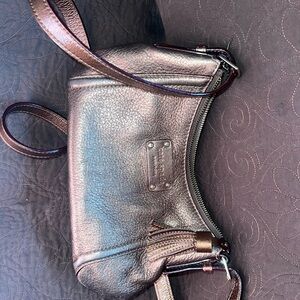 Bronze pebbled leather Kate Spade shoulder bag.